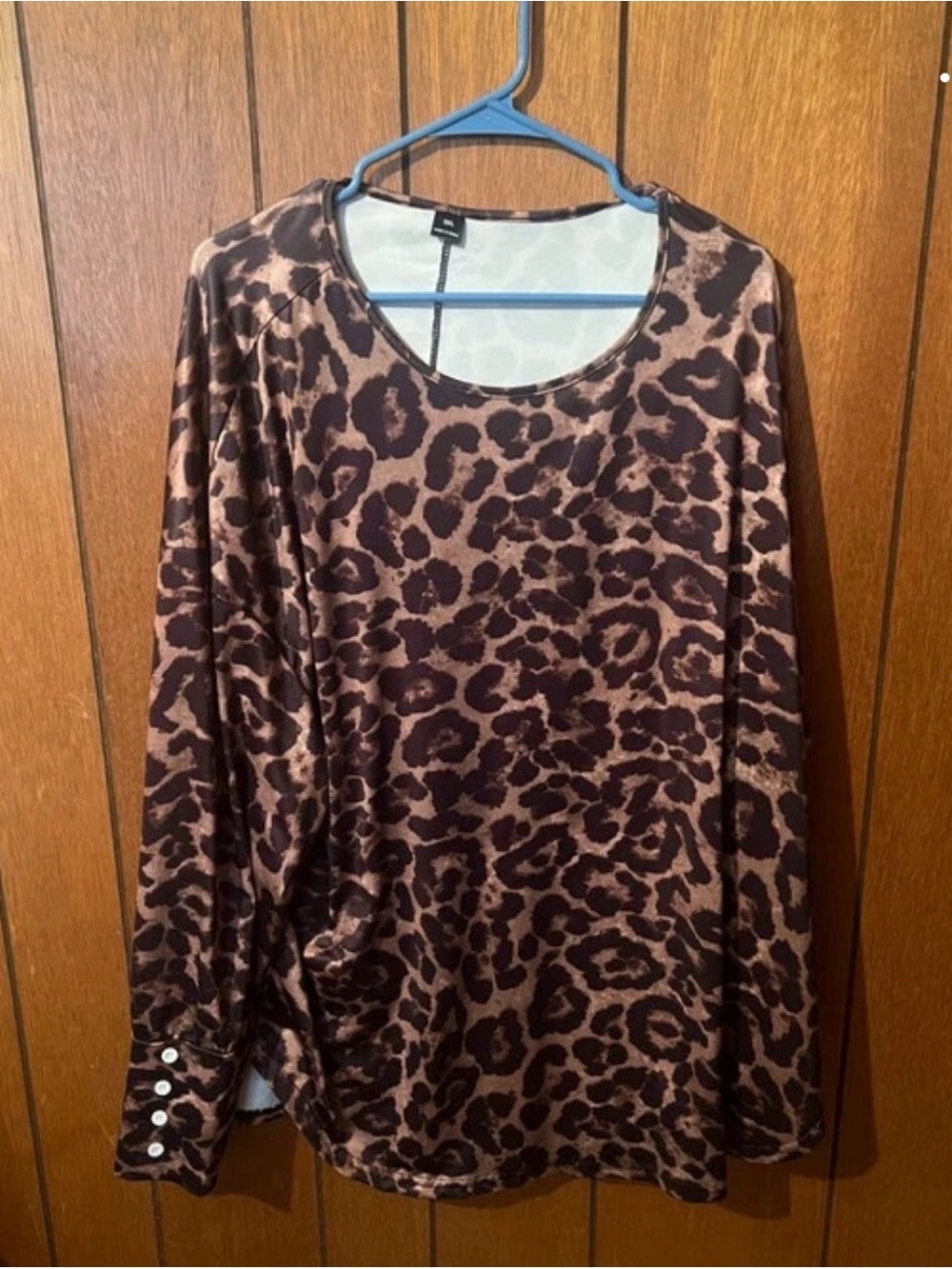 SHEIN Brown Leopard Print Long Sleeve Tee